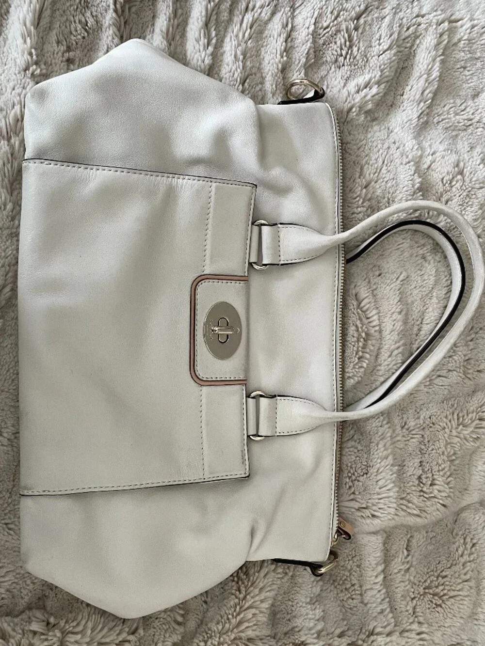 Kate Spade Hampton Road Janie Bag White Leather Satchel Shoulder Bag